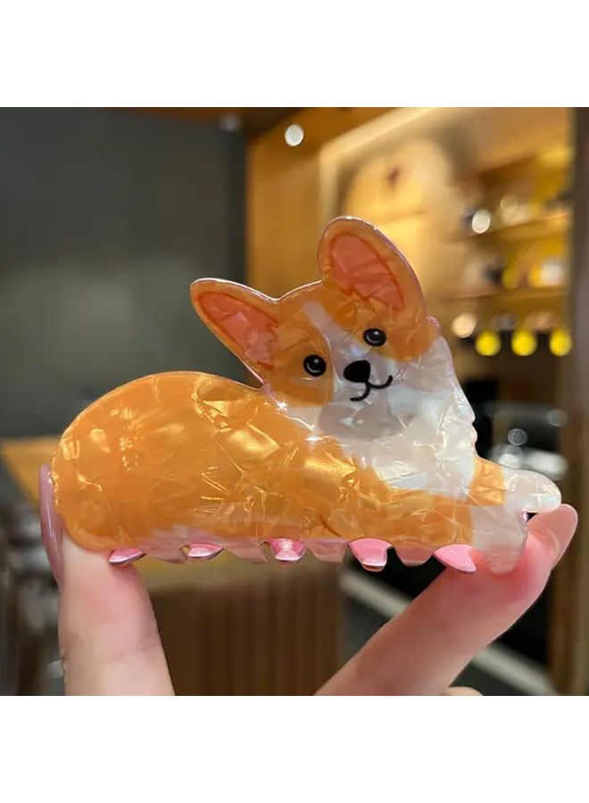 Cute Y2K Corgi Dog Acrylic Hair Claw Clip Large Dimensional Hair Accessory Color A - Image 1
